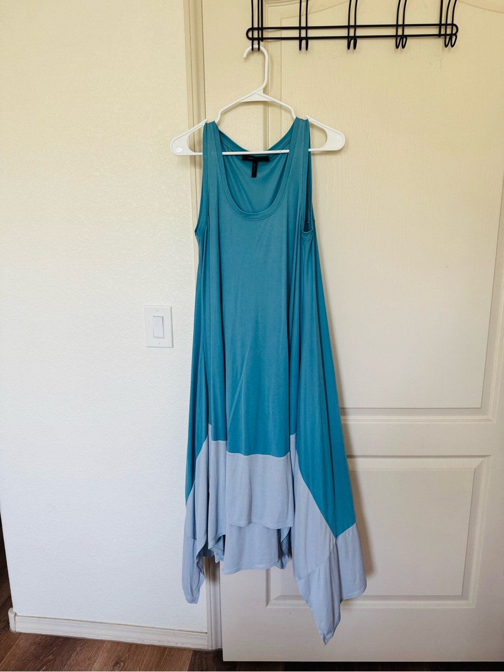 BCBGMaxAzria Teal and Light Gray Asymmetrical Tank Dress